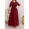 image:imagePlus Size Formal Dress  Sequin Lace Mother of The Bride Maxi Dress WomenBurgundy