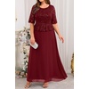 image:imagePlus Size Formal Dress  Sequin Lace Mother of The Bride Maxi Dress WomenBurgundy