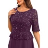 image:imagePlus Size Formal Dress  Sequin Lace Mother of The Bride Maxi Dress WomenDark Purple
