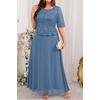 image:imagePlus Size Formal Dress  Sequin Lace Mother of The Bride Maxi Dress WomenDusty Blue