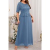 image:imagePlus Size Formal Dress  Sequin Lace Mother of The Bride Maxi Dress WomenDusty Blue