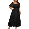 image:imagePlus Size Wedding Dress Bride Boho Lace Square Neck Long Maxi DressesBlack