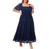 image:imagePlus Size Wedding Dress Bride Boho Lace Square Neck Long Maxi DressesNavy Blue
