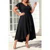image:imagePlus Size Wedding Guest Dress Formal Split V Neck Maxi Dress for WomenBlack