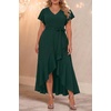 image:imagePlus Size Wedding Guest Dress Formal Split V Neck Maxi Dress for WomenEmerald Green