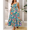 image:imageTalisea Plus Size Summer Dress  Boho Spaghetti Strap Maxi Dress WomenColorful Floral