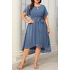 image:imageTalisea Plus Size Wedding Guest Chiffon Short Sleeve High Low Formal DressDusty Blue
