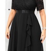 image:imageTalisea Plus Size Wedding Guest Lace Chiffon Ruffle Tea Length DressBlack