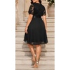 image:imageTalisea Plus Size Wedding Guest Lace Chiffon Ruffle Tea Length DressBlack