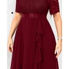 image:imageTalisea Plus Size Wedding Guest Lace Chiffon Ruffle Tea Length DressBurgundy