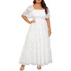 image:imagePlus Size Wedding Dress Bride Boho Lace Square Neck Long Maxi DressesWhite
