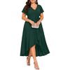 image:imagePlus Size Wedding Guest Dress Formal Split V Neck Maxi Dress for WomenEmerald Green