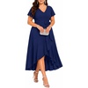 image:imagePlus Size Wedding Guest Dress Formal Split V Neck Maxi Dress for WomenNavy Blue
