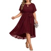 image:imageTalisea Plus Size Wedding Guest Chiffon Short Sleeve High Low Formal DressBurgundy