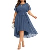 image:imageTalisea Plus Size Wedding Guest Chiffon Short Sleeve High Low Formal DressDusty Blue