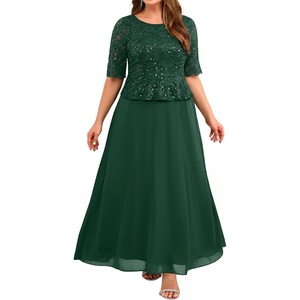 image:imagePlus Size Formal Dress  Sequin Lace Mother of The Bride Maxi Dress WomenEmerald Green