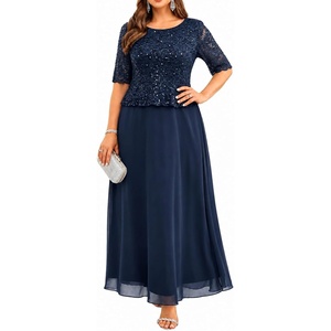 image:imagePlus Size Formal Dress  Sequin Lace Mother of The Bride Maxi Dress WomenNavy Blue