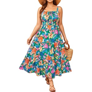 image:imageTalisea Plus Size Summer Dress  Boho Spaghetti Strap Maxi Dress WomenColorful Floral
