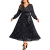 image:imagePlus Size Dress Wedding Guest Fall Formal Floral Long Sleeve Dresses WomenBlack