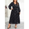 image:imagePlus Size Dress Wedding Guest Fall Formal Floral Long Sleeve Dresses WomenBlack