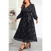image:imagePlus Size Dress Wedding Guest Fall Formal Floral Long Sleeve Dresses WomenBlack