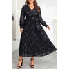 image:imagePlus Size Dress Wedding Guest Fall Formal Floral Long Sleeve Dresses WomenBlack