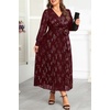 image:imagePlus Size Dress Wedding Guest Fall Formal Floral Long Sleeve Dresses WomenBurgundy