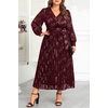 image:imagePlus Size Dress Wedding Guest Fall Formal Floral Long Sleeve Dresses WomenBurgundy