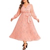 image:imagePlus Size Dress Wedding Guest Fall Formal Floral Long Sleeve Dresses WomenLight Pink