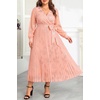 image:imagePlus Size Dress Wedding Guest Fall Formal Floral Long Sleeve Dresses WomenLight Pink