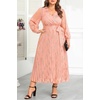 image:imagePlus Size Dress Wedding Guest Fall Formal Floral Long Sleeve Dresses WomenLight Pink