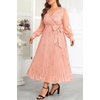 image:imagePlus Size Dress Wedding Guest Fall Formal Floral Long Sleeve Dresses WomenLight Pink