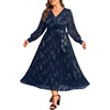 image:imagePlus Size Dress Wedding Guest Fall Formal Floral Long Sleeve Dresses WomenNavy Blue