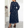 image:imagePlus Size Dress Wedding Guest Fall Formal Floral Long Sleeve Dresses WomenNavy Blue