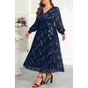 image:imagePlus Size Dress Wedding Guest Fall Formal Floral Long Sleeve Dresses WomenNavy Blue