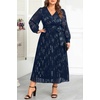 image:imagePlus Size Dress Wedding Guest Fall Formal Floral Long Sleeve Dresses WomenNavy Blue
