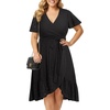 image:imagePlus Size Summer Dress  Casual Midi Eyelet V Neck A Line Dress for WomenBlack