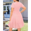 image:imagePlus Size Summer Dress  Casual Midi Eyelet V Neck A Line Dress for WomenPink