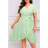 image:imagePlus Size Summer Dress  Casual Midi Eyelet V Neck A Line Dress for WomenSage Green