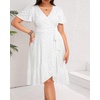 image:imagePlus Size Summer Dress  Casual Midi Eyelet V Neck A Line Dress for WomenWhite