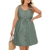 image:imageTalisea Plus Size Casual Summer Flowy Dress for WomenGray Green