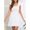image:imageTalisea Womens Smocked Summer Dress Ruffle Strap Tiered Short SundressWhite