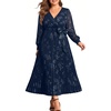 image:imagePlus Size Dress Wedding Guest Fall Formal Floral Long Sleeve Dresses WomenNavy Blue