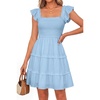 image:imageTalisea Womens Smocked Summer Dress Ruffle Strap Tiered Short SundressBlue