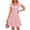 image:imageTalisea Womens Smocked Summer Dress Ruffle Strap Tiered Short SundressPink Floral