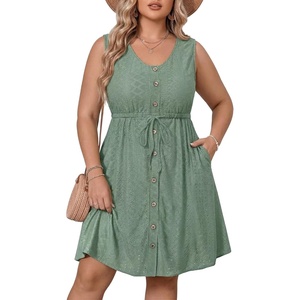 image:imageTalisea Plus Size Casual Summer Flowy Dress for WomenGray Green