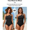 image:imageOne Shoulder Tankini Set Two Piece Tummy Control Swimsuit for WomenBlack