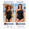 image:imageOne Shoulder Tankini Set Two Piece Tummy Control Swimsuit for WomenBlack