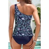 image:imageOne Shoulder Tankini Set Two Piece Tummy Control Swimsuit for WomenBlue Floral