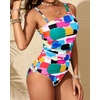 image:imageOne Shoulder Tankini Set Two Piece Tummy Control Swimsuit for WomenColor Block